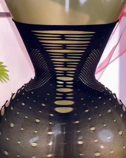 Sexy Fishnet Hollow Tube Top Nightdress