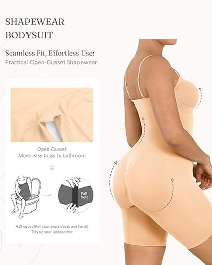 Women's Seamless Tummy Control Body Shaper with Removable Straps