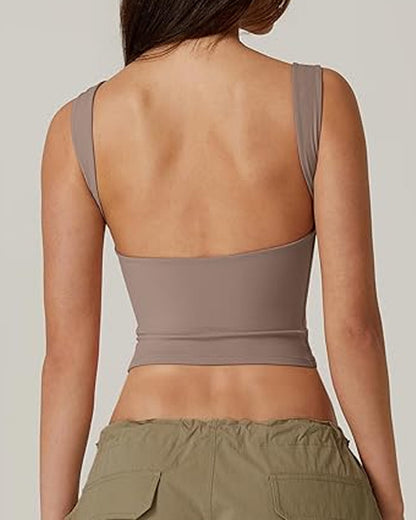 Women's Sexy Solid Color Seamless Backless Sleeveless Short Vest