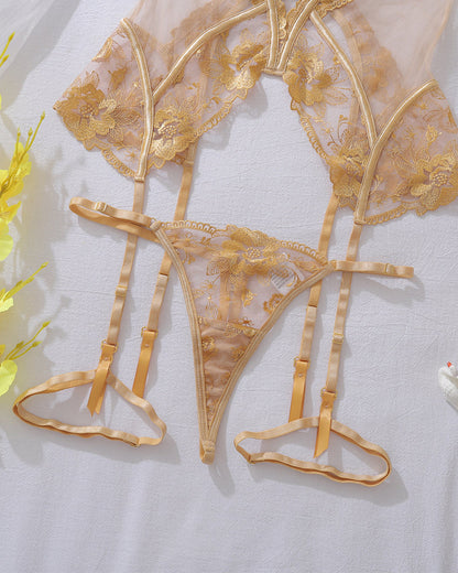 Sexy Mesh See-through Thin Lace Bra Set