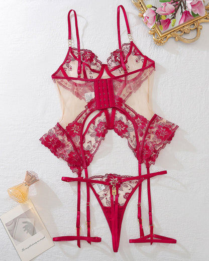 Sexy Mesh See-through Thin Lace Bra Set