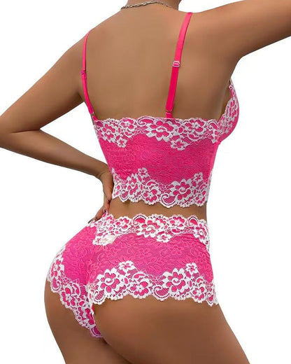 Sexy Lace Colorblock Underwear Set