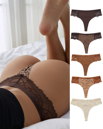 Sexy Lace Colorblock Seamless Thong