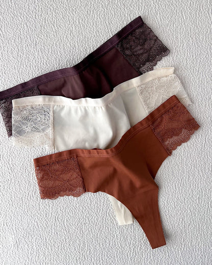 Sexy Lace Colorblock Seamless Thong