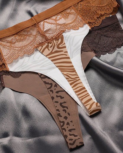 Sexy Lace Colorblock Seamless Thong