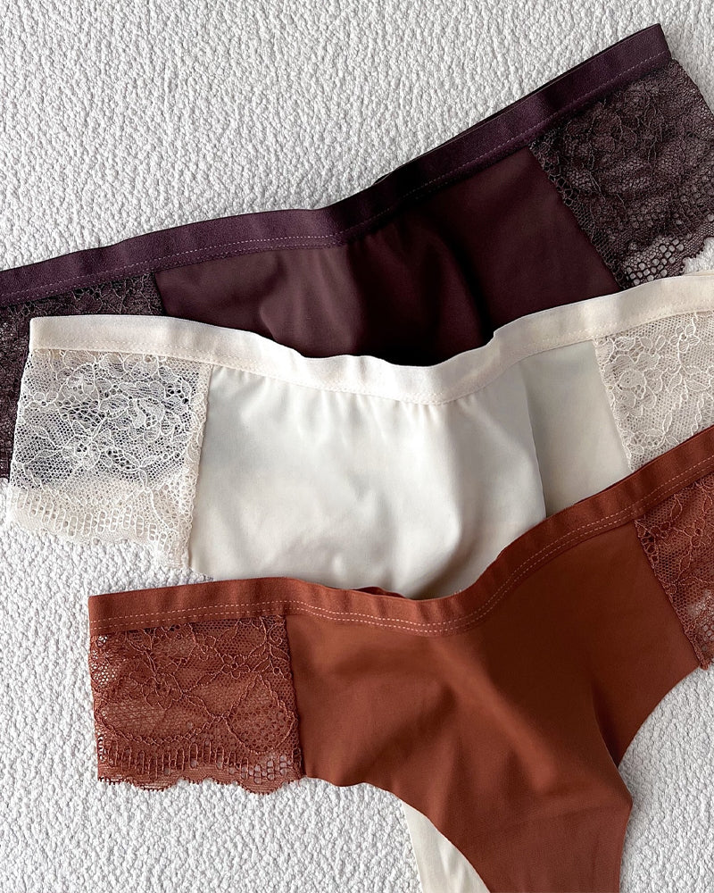 Sexy Lace Colorblock Seamless Thong