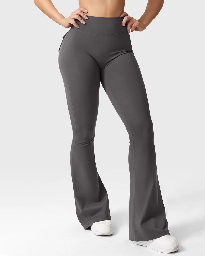 Women's Tummy Control Butt Lifting Pocket Flare Tight Yoga Pants