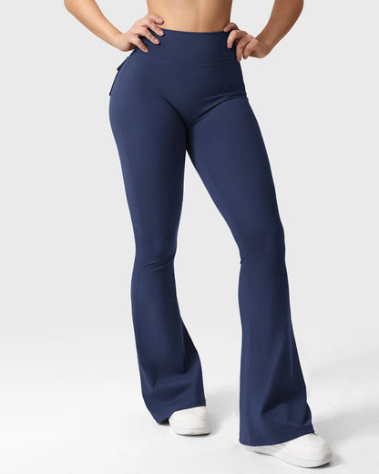 Women's Tummy Control Butt Lifting Pocket Flare Tight Yoga Pants