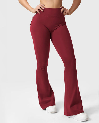 Women's Tummy Control Butt Lifting Pocket Flare Tight Yoga Pants