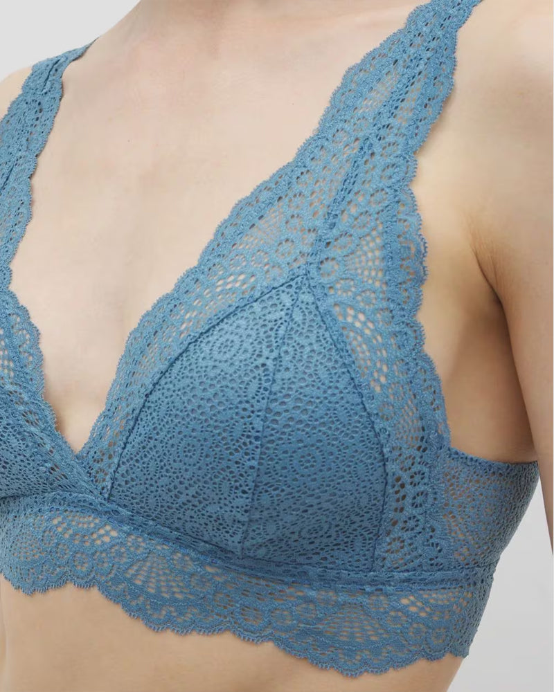 Women's Deep V Knitted Lace Bra
