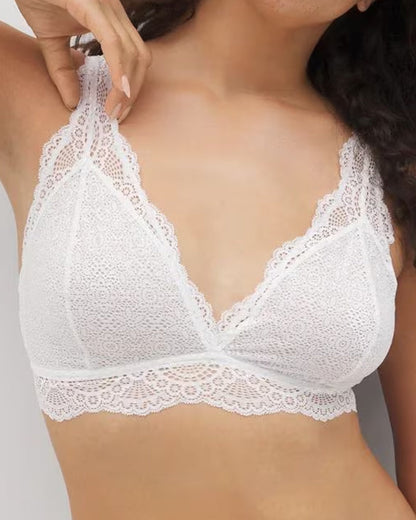Women's Deep V Knitted Lace Bra