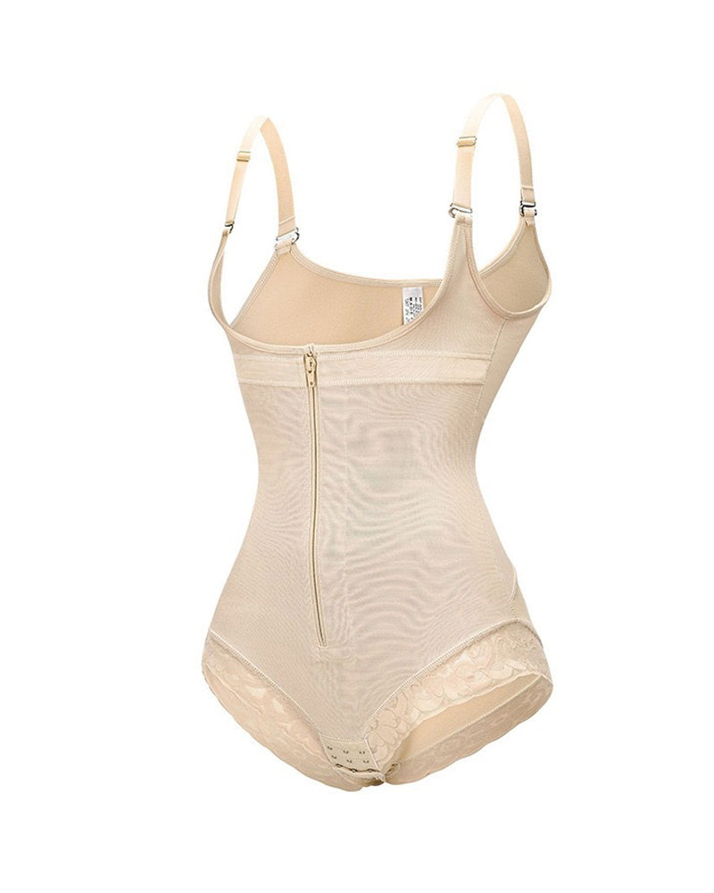 Women Shapewear Tummy Control Fajas Colombianas Body Shaper Zipper Open Bust Bodysuit