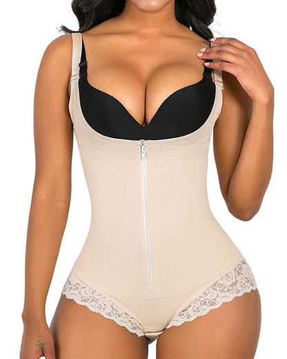 Women Shapewear Tummy Control Fajas Colombianas Body Shaper Zipper Open Bust Bodysuit