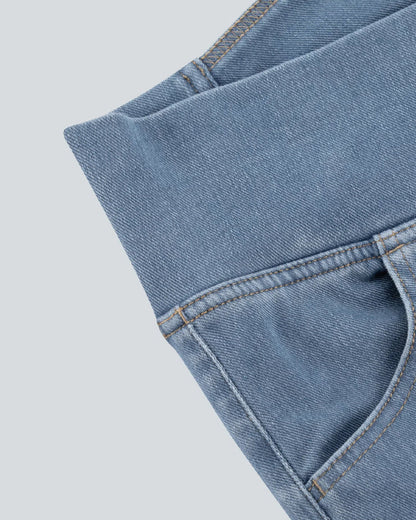 High-waisted Cross-pocket Stretch Flared Washed Casual Jeans