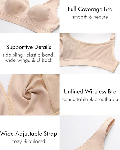 Wire-free Deep V Full Cup Comfortable Bra