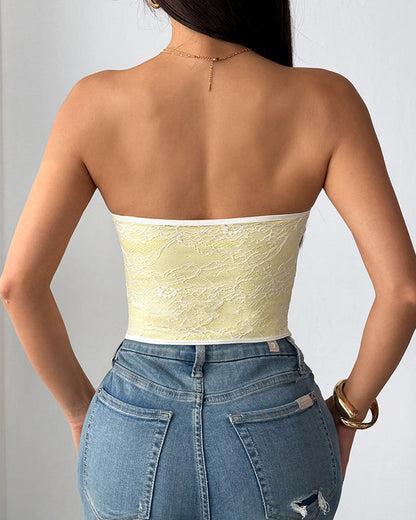 Sexy Lace Button Tube Top
