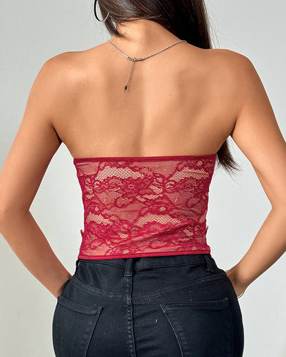 Sexy Lace Button Tube Top