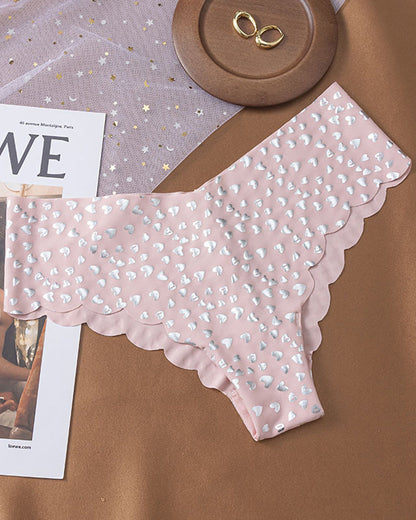 Sexy Seamless Ice Silk Heart Star Printed Panties