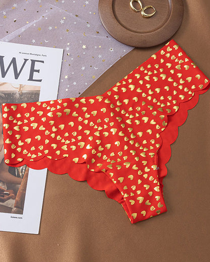 Sexy Seamless Ice Silk Heart Star Printed Panties