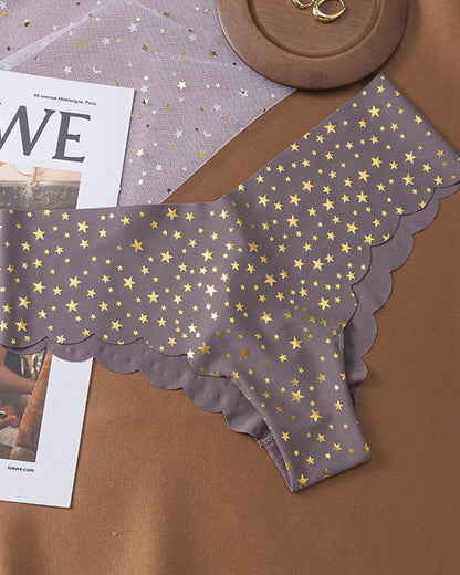 Sexy Seamless Ice Silk Heart Star Printed Panties