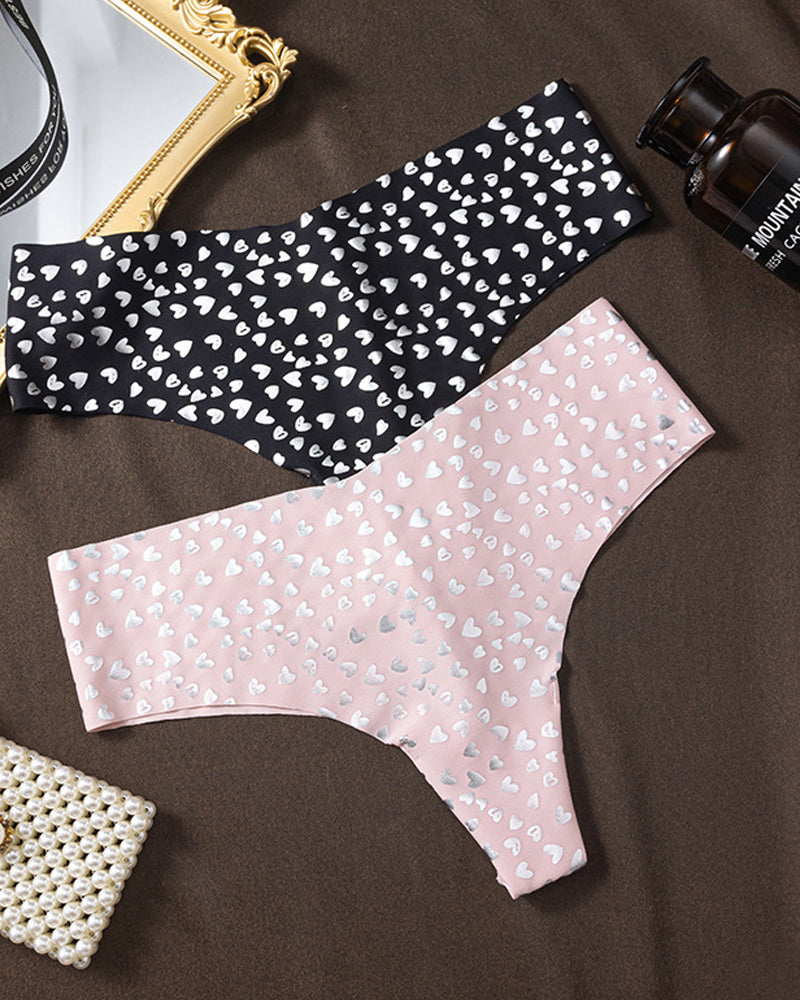 Sexy Seamless Ice Silk Heart Star Printed Panties