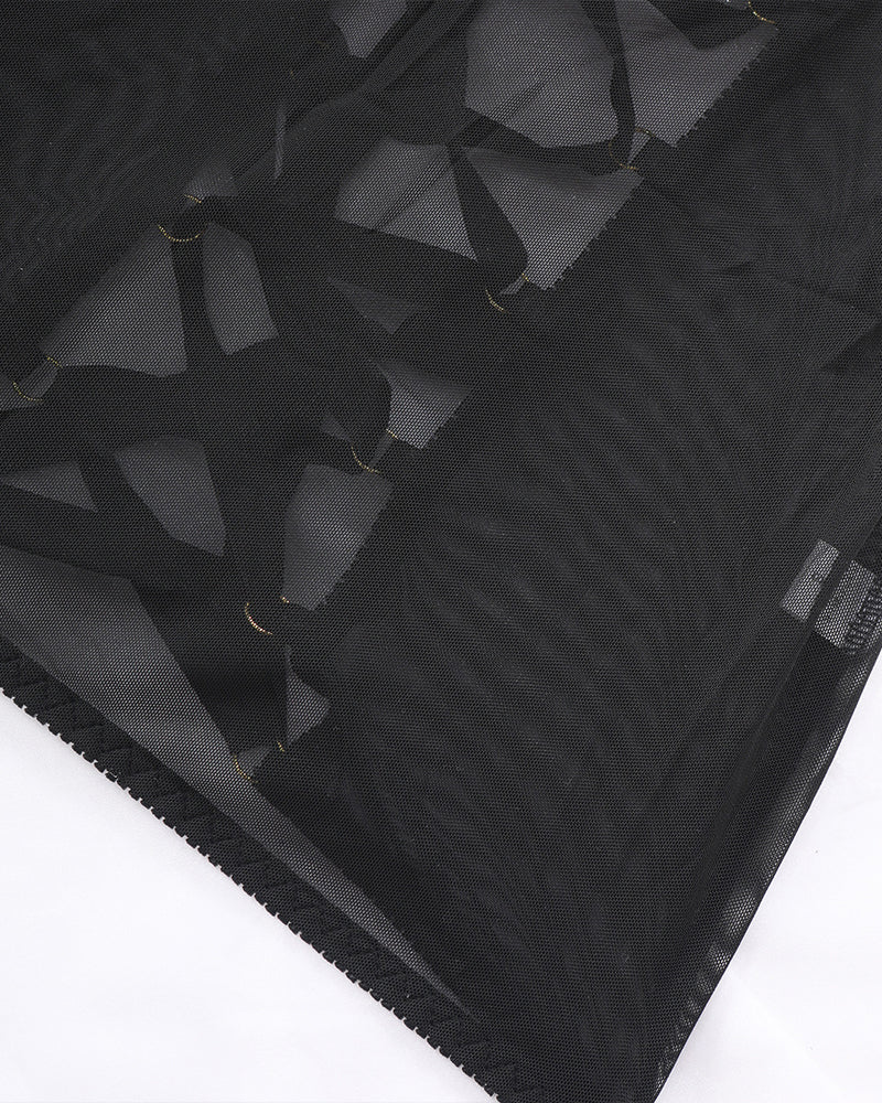 Sexy Back Hollow Mesh See-through Suspender Nightdress