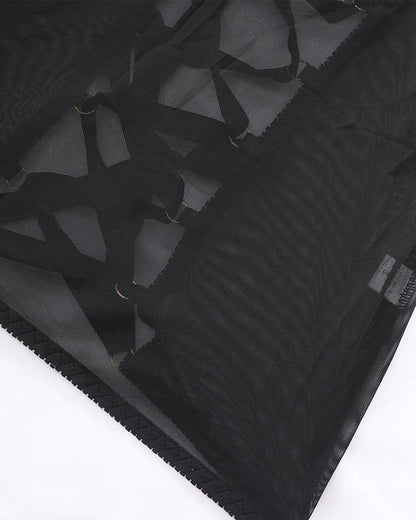 Sexy Back Hollow Mesh See-through Suspender Nightdress