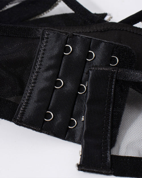 Silver Rhinestone Sexy Mesh Backless Camisole Bra