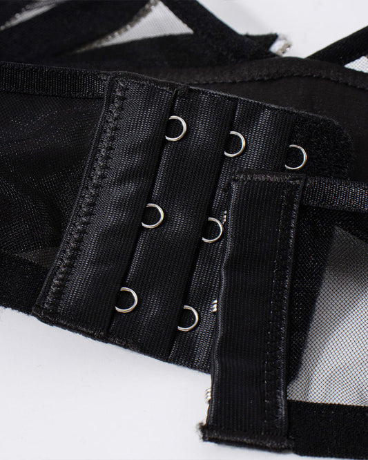 Silver Rhinestone Sexy Mesh Backless Camisole Bra