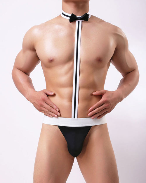 Men's Halter Neck Bowknot Sexy Underwear One-piece Thong