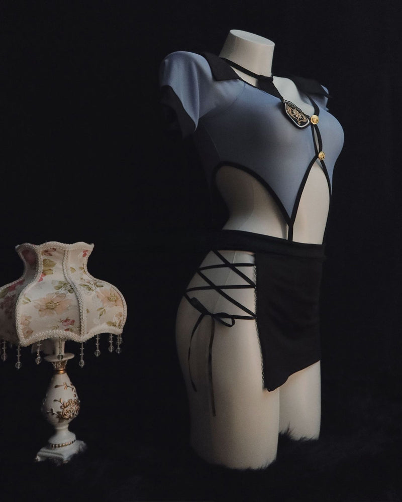 Sexy Policewoman Uniform Cosplay Hollow Perspective Pajamas