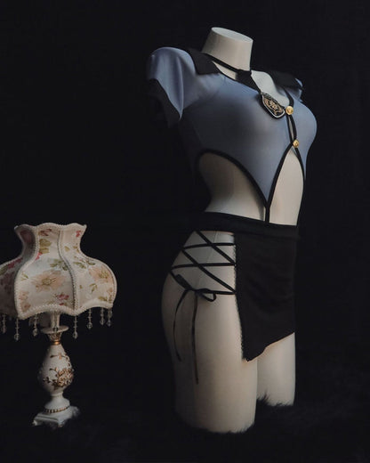 Sexy Policewoman Uniform Cosplay Hollow Perspective Pajamas