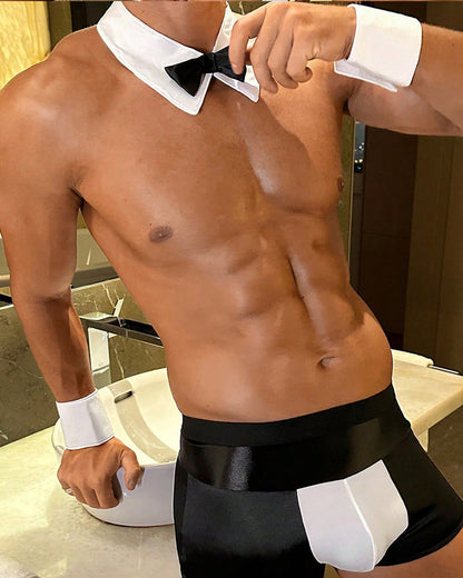 Men's Cosplay Waiter Sexy Colorblock Lingeries