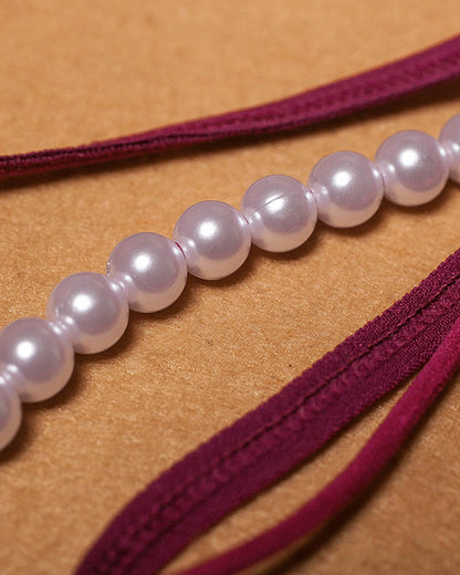 Sexy Sequin Butterfly Embroidered Open Crotch Massage Pearl Thong