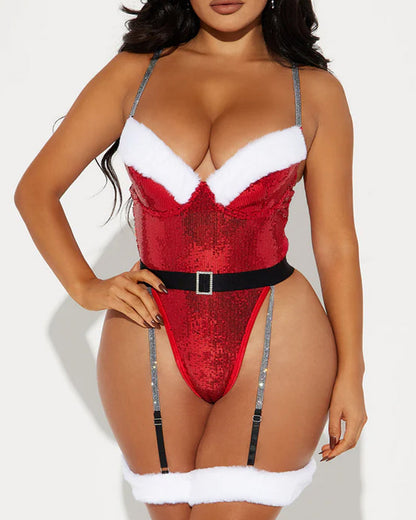Christmas Sexy Santa's Naughty List Sequin Teddy