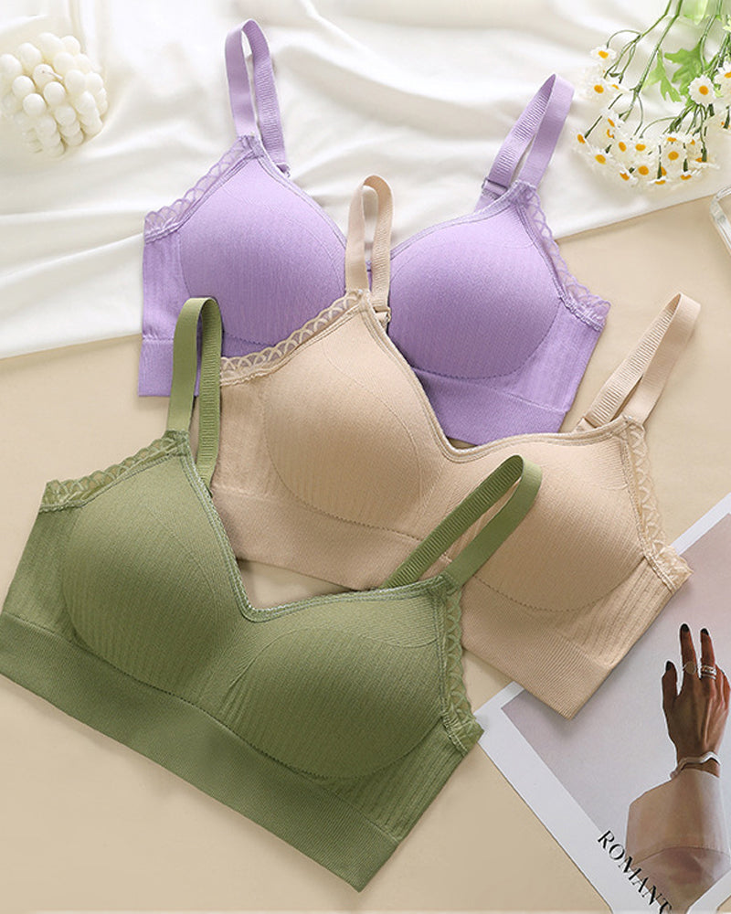 Casual Comfort Lace Wrap Bra Set