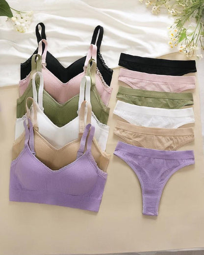 Casual Comfort Lace Wrap Bra Set