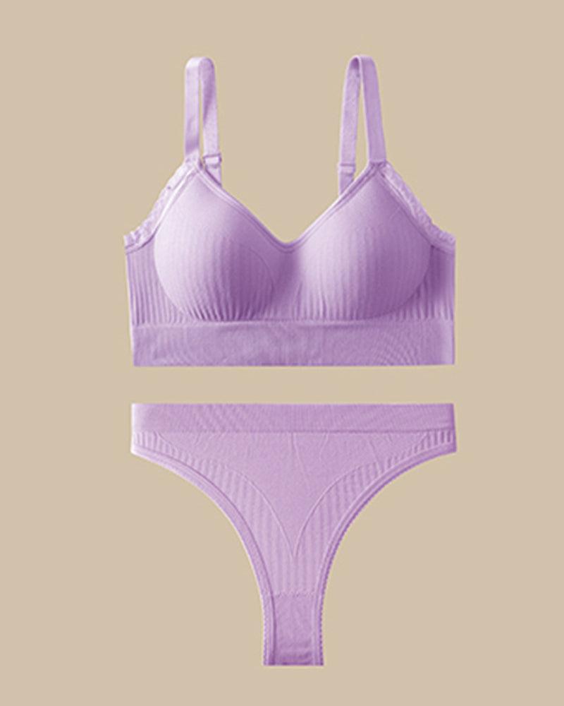 Casual Comfort Lace Wrap Bra Set