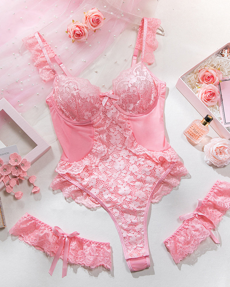 Sexy Lace See-Through Body-Shaping Hollow Bodysuit