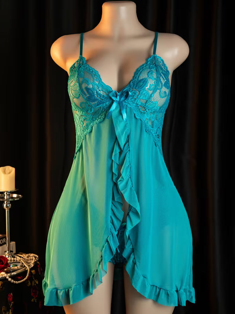 Midnight Lace Babydoll Set
