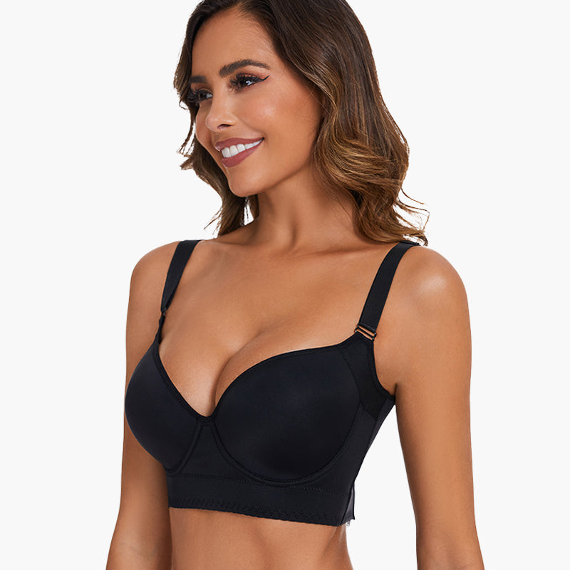 Full-Coverage Back Smoothing Bra- Black+Brown (2 Pack)