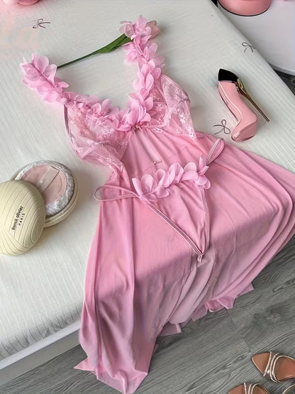 Roselle™ Floral Lace Ruffle Split Nightdress
