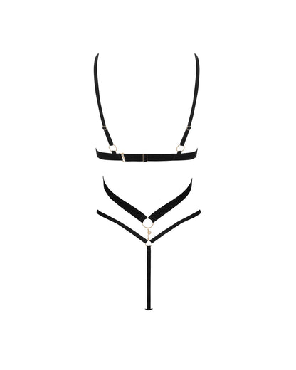 Simone Open Harness Bodysuit Black
