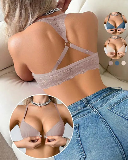 Women's Sexy Front-closure Lace-paneled Underwired Bra