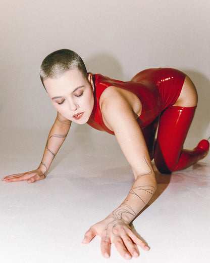 FancyStar® RUBINA Latex Zippers Bodysuit