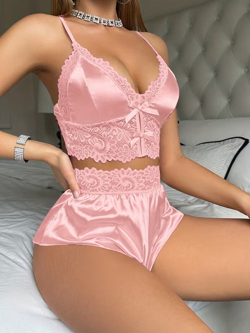 Veloura™ Blush Lace Satin Set