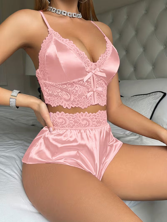 Veloura™ Blush Lace Satin Set