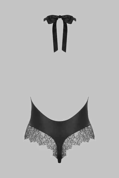 Thong Bodysuit With American Collar