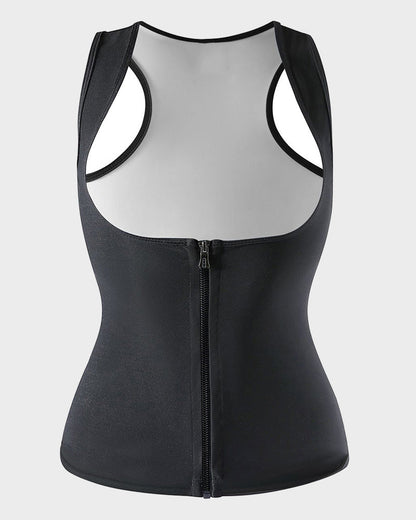 Open Bust Zipper Sauna Suit Tank Top