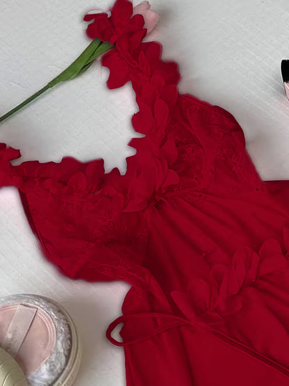 Roselle™ Floral Lace Ruffle Split Nightdress